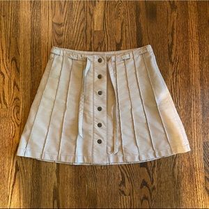 Free People Cream/Ballet Pink Faux Leather Skirt